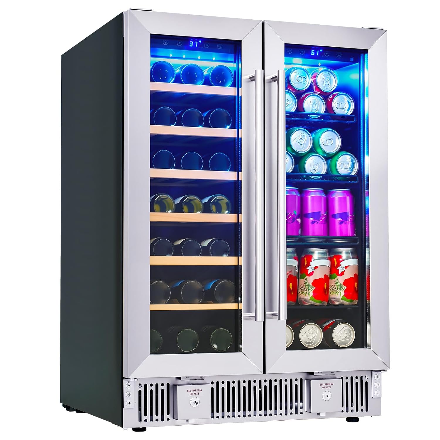 Wine Beer Fridge Dual Zone - İçecek Buzdolabı, 24 İnç Çift Bölgeli